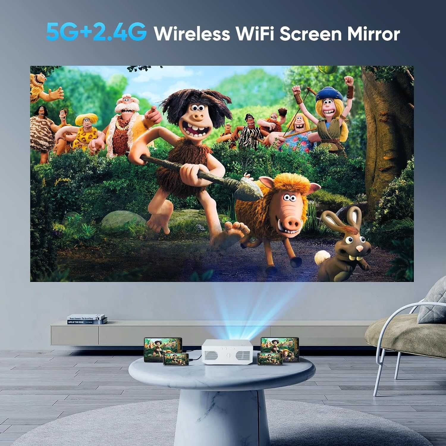 Wielio projektor 4K TV WIFI 5G głośnik Bluetooth HDMI miracast 300''