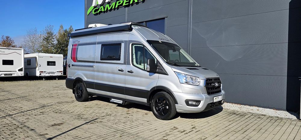 Giottiline GIOTTIVAN 60FT RAPIDO gr. Ford Transit MARKIZA SOLAR 200W KAMERA COFANIA RADIO 2DIN TRUMA DIESEL 4 OSOBOWY  + Aku Life Po4 150AH / SOLAR 300W Markiza Truma Diesel 5.98m 4 osobowy