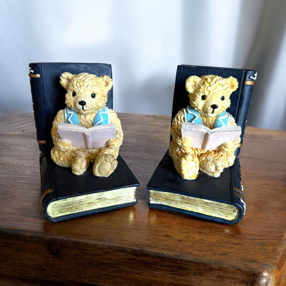 dois suportes para livros vintage em forma de ursinho de peluche
