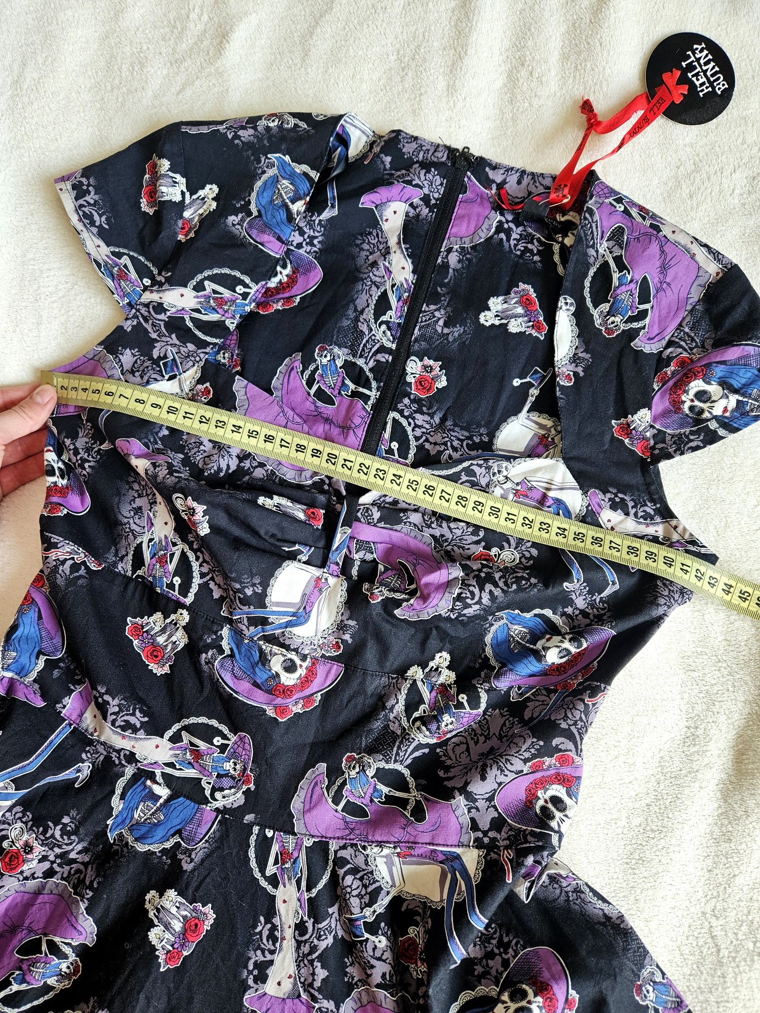 Sukienka rozkloszowana retro midi czaszki hell bunny xs 36 34 36