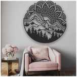 Obraz Mandala góry czarny Ø 60 cm