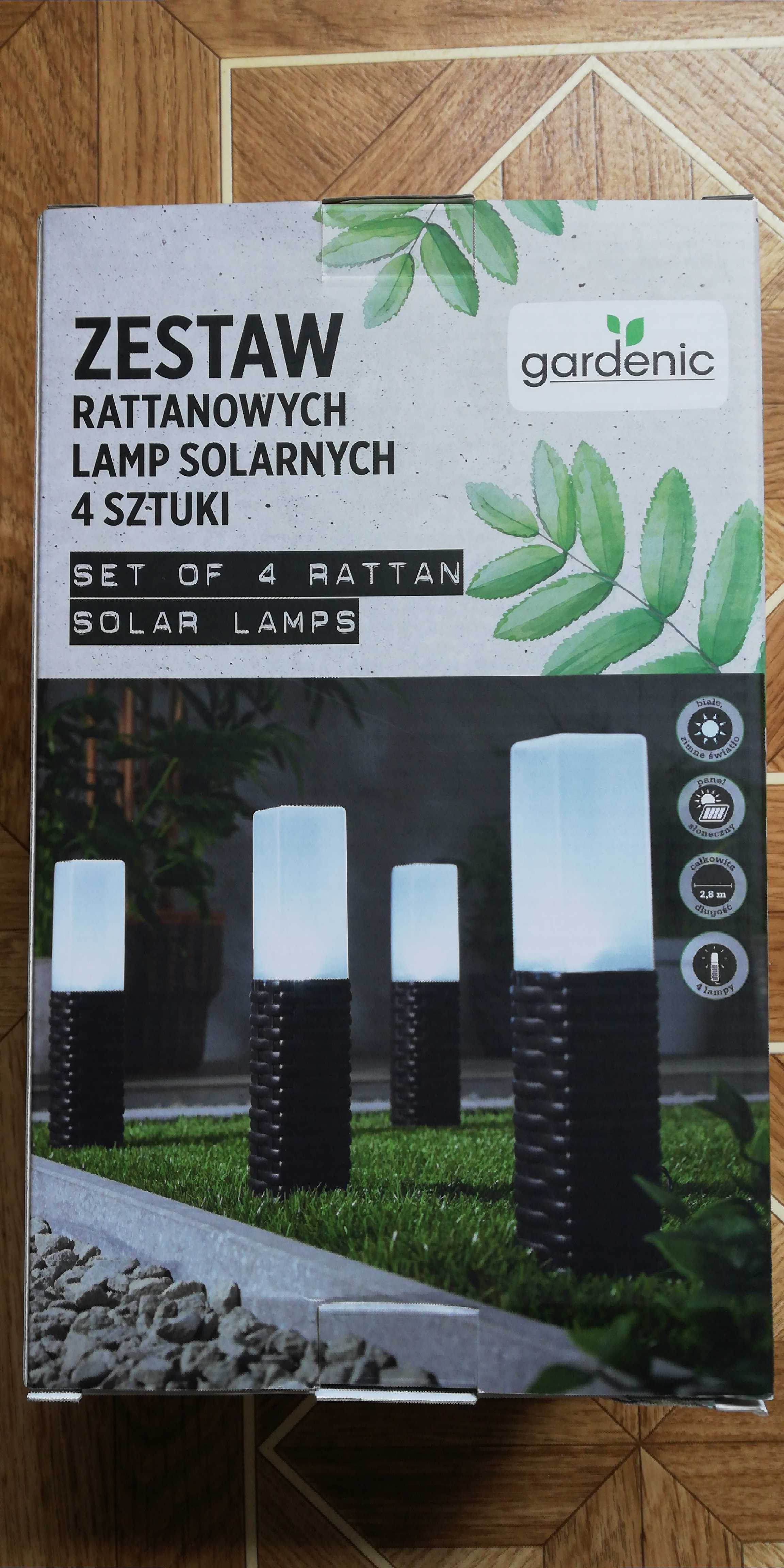 Zestaw rattanowych lamp solarnylch 4 sztuki