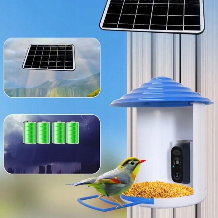 Smart Karmnik Dla Ptaków Kamera Solarna Wifi Full HD