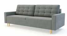 Sofa szara, welurowa, pikowana z funkcja spania