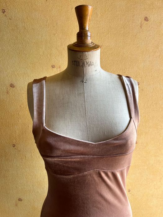 Forever 21 sukienka welurowa pudrowy róż L