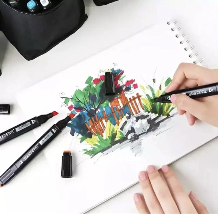 Набір маркерів для скетчингу 120шт. двосторонні для малювання Touch