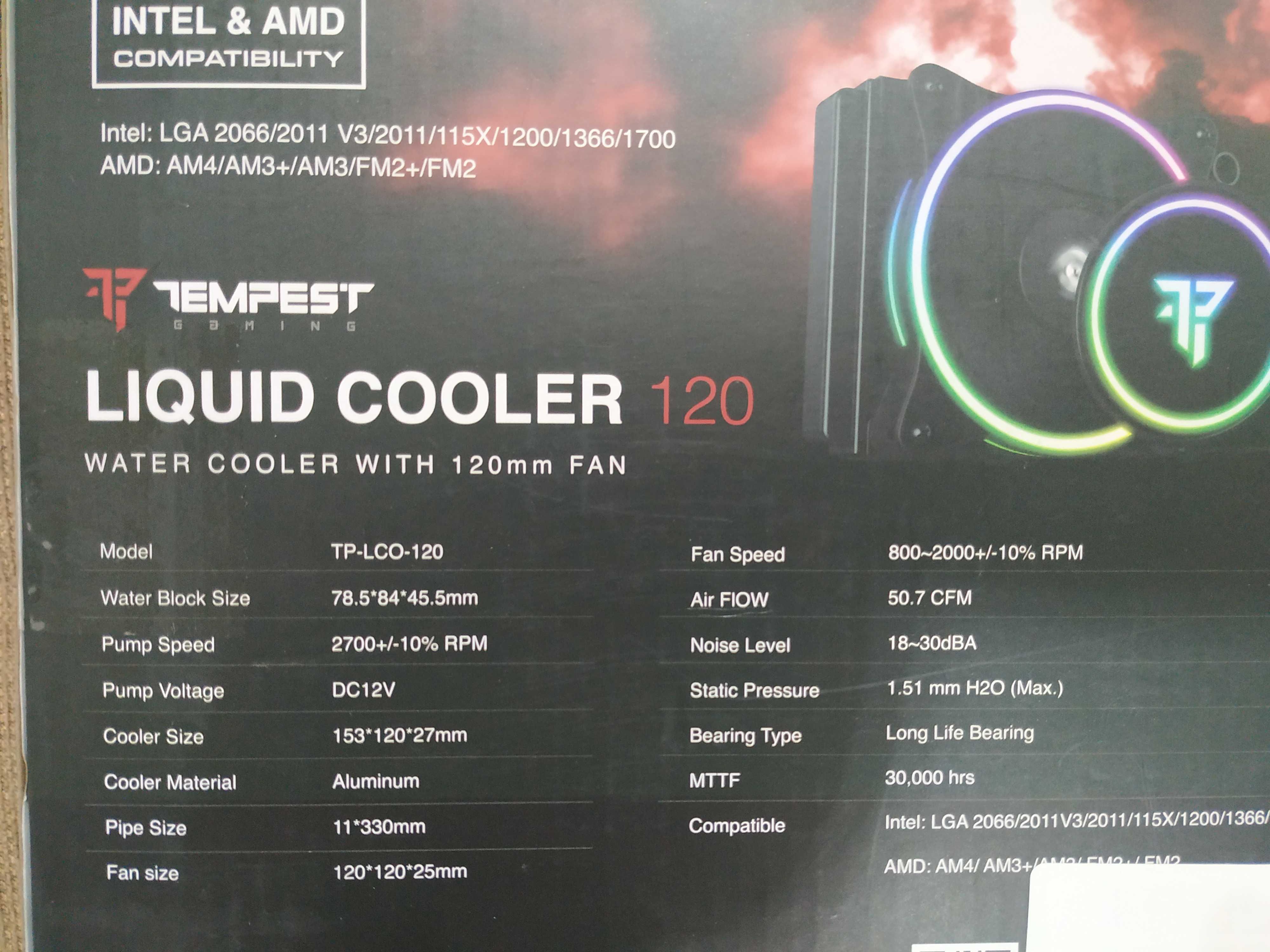 Tempest Liquid Cooler 120 RGB Kit de Refrigeração Líquida 120mm Preto