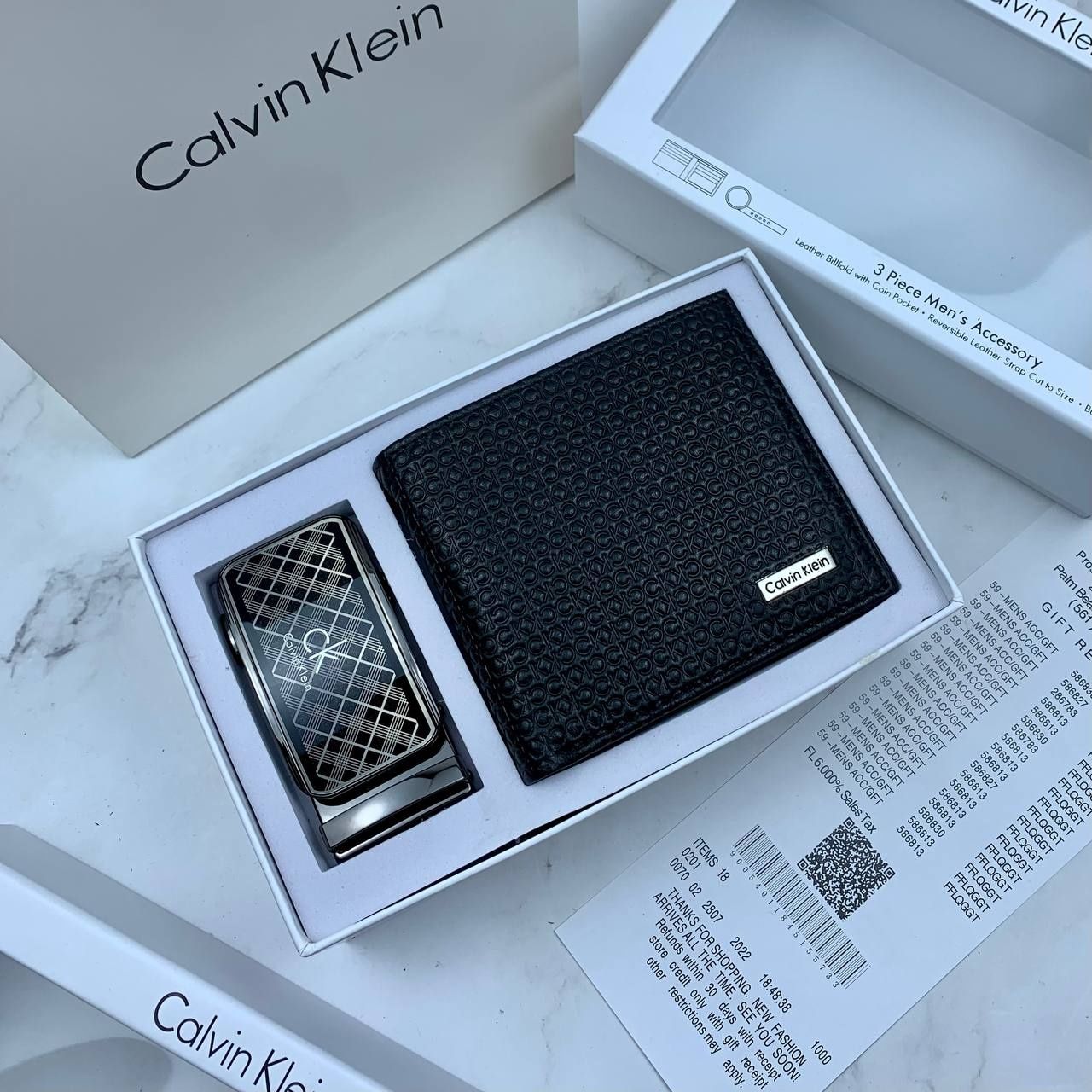 Мужской  набор кошелёк ремень Calvin Klein  Подарок гаманець подарунок