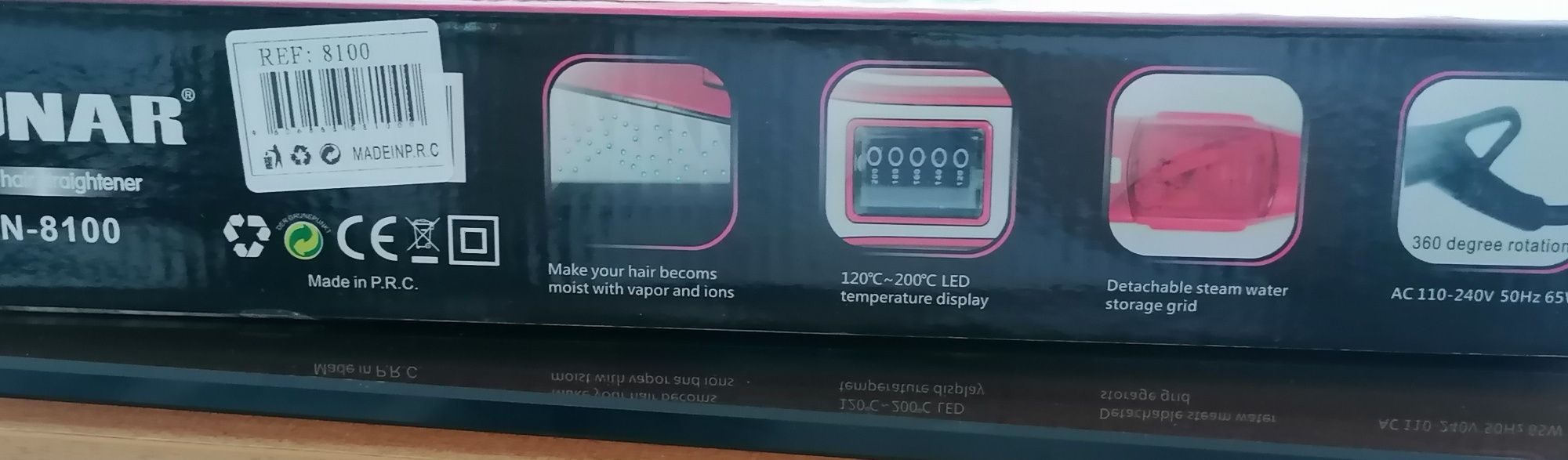 Prancha de cabelo à vapor