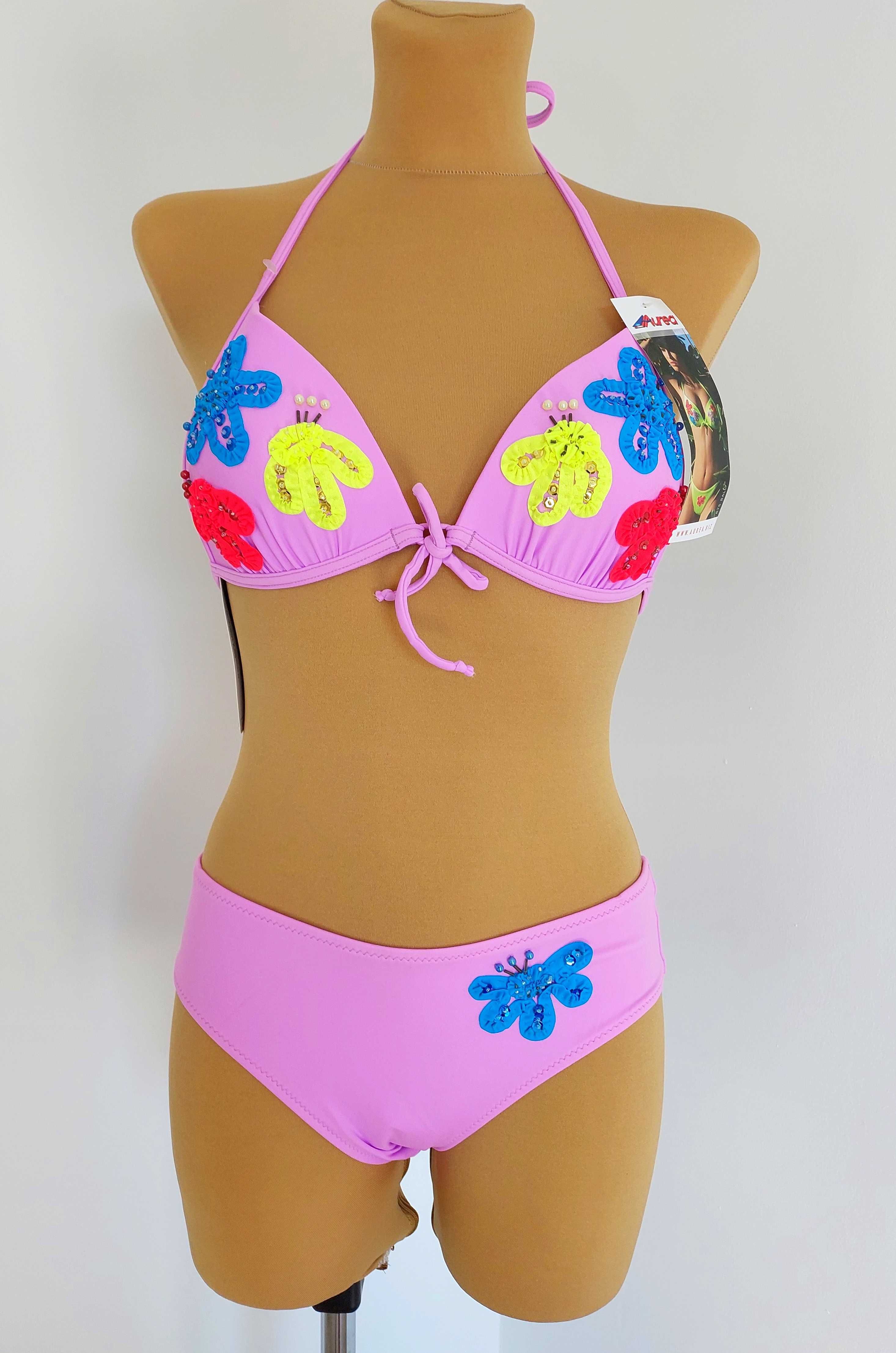 Fioletowe Lila Bikini Strój Kąpielowy Dwuczęściowy XL