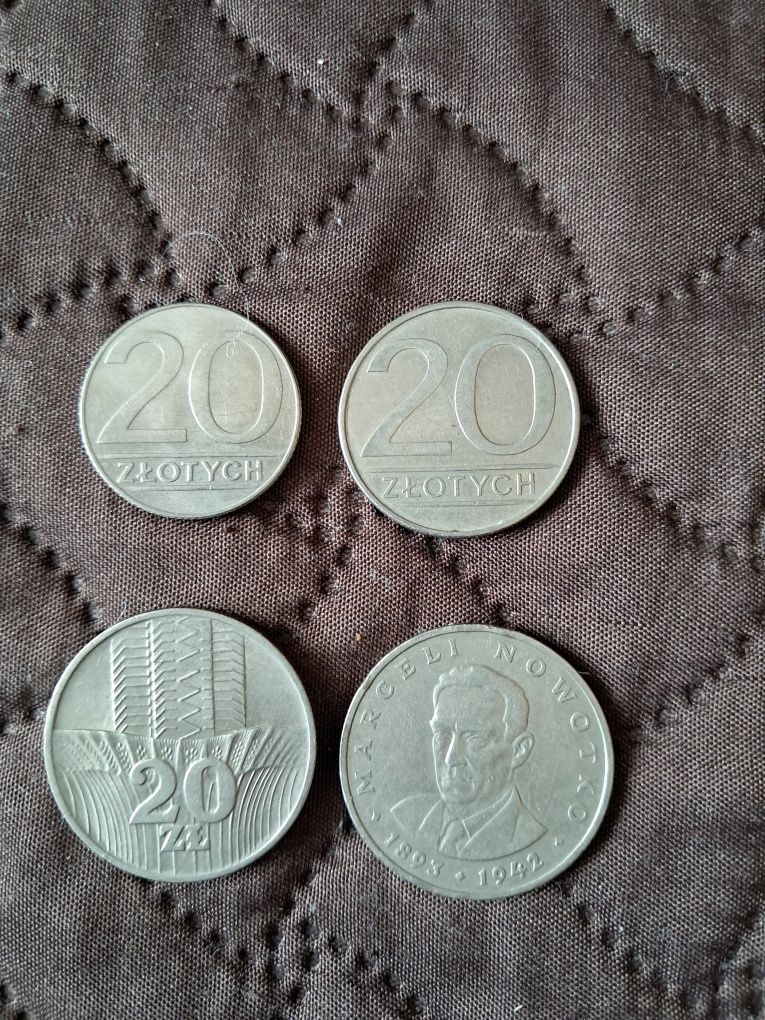 Monety 20 złotych PRL 4 sztuki lata70te i 80te