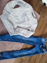 Spodnie jeansowe rurki  7-8 lat M&S i bluza