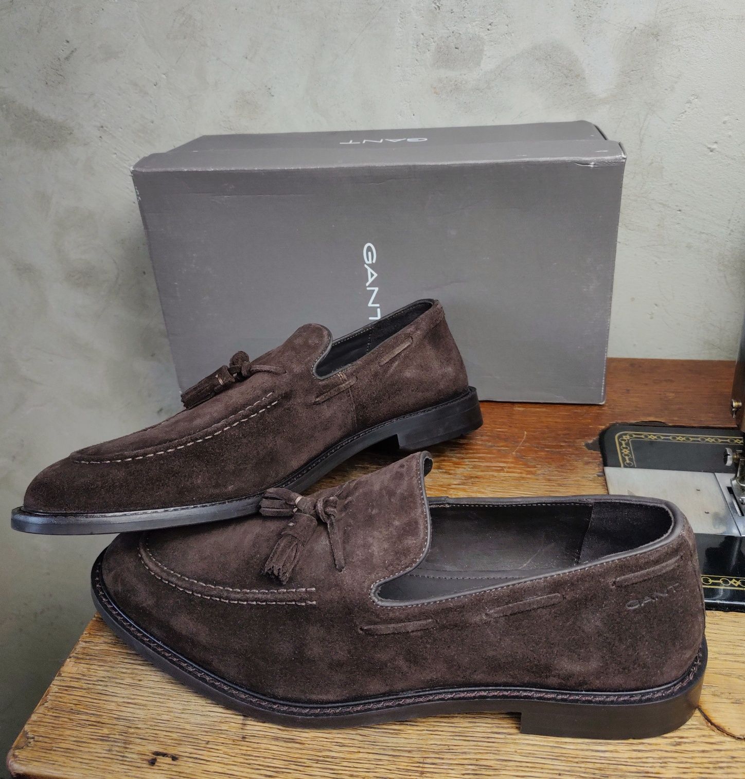 GANT__buty / półbuty (45 / 29cm) loafers zamszowe brązowe mokasyny