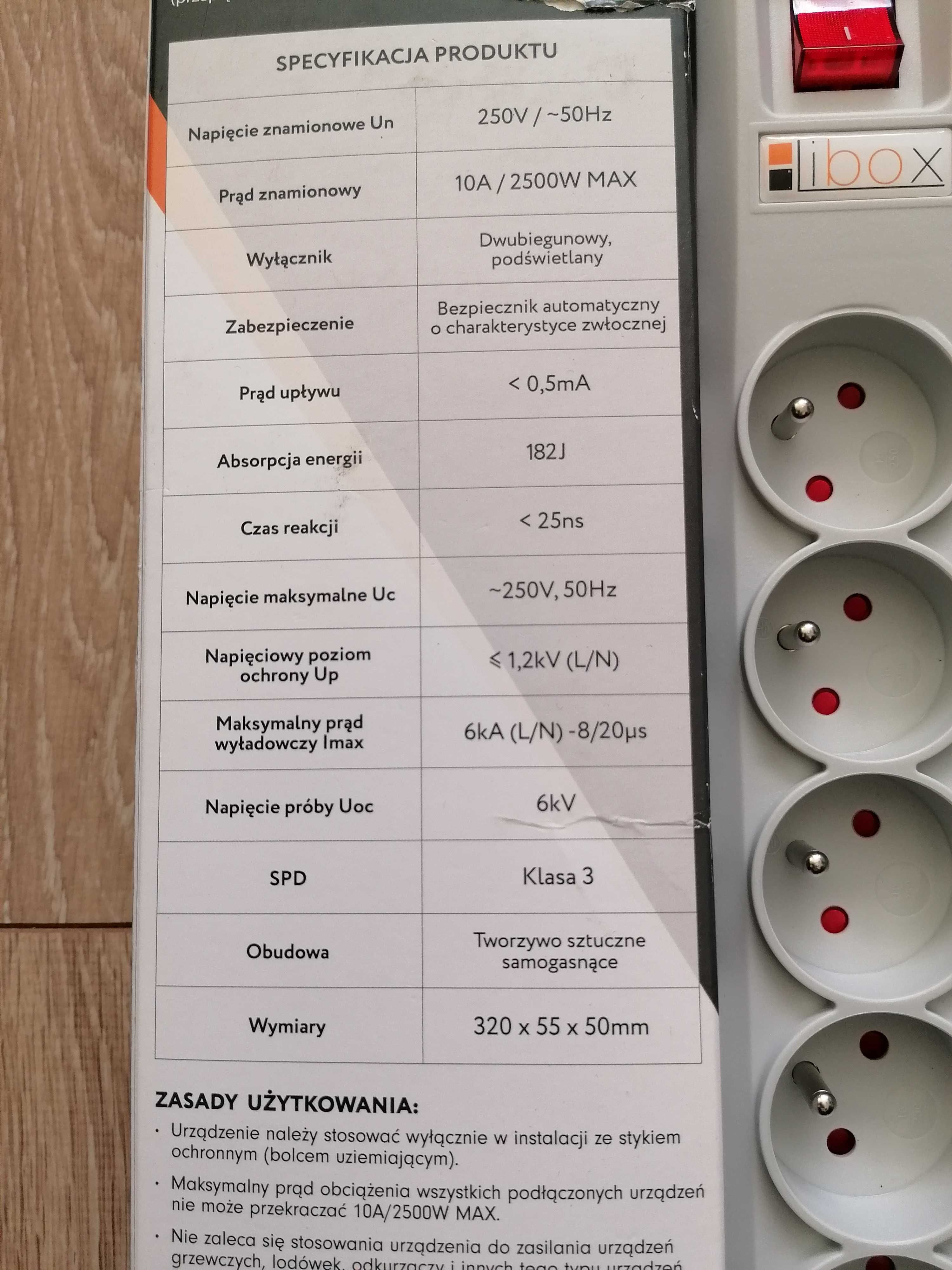 Libox Listwa Zasilająca Przeciwprzepięciowa 1,5M (LBR5)