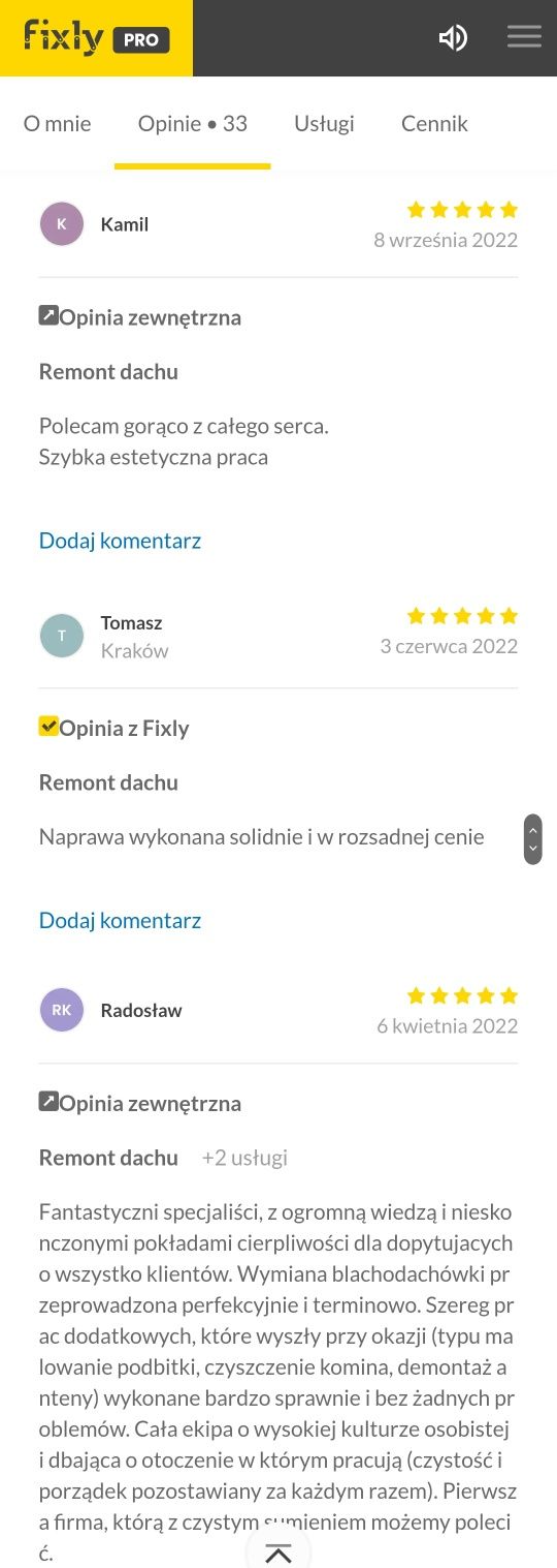 NAPRAWA DACHU DEKARZ Tarnów Bochnia Brzesko Niepołomice Gdów Dobczyce