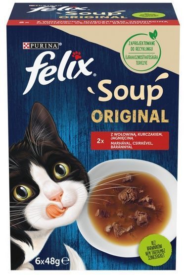 Zestaw pysznych zup dla kota - płynna karma Felix Wiejskie Smaki 6x48g