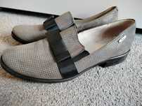 Buty skórzane lordsy szare AJF 38