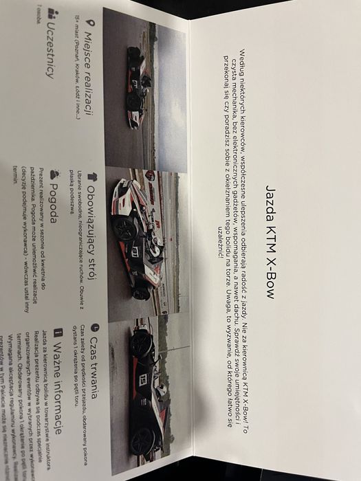 voucher/bon na jazde KTM-Xbow