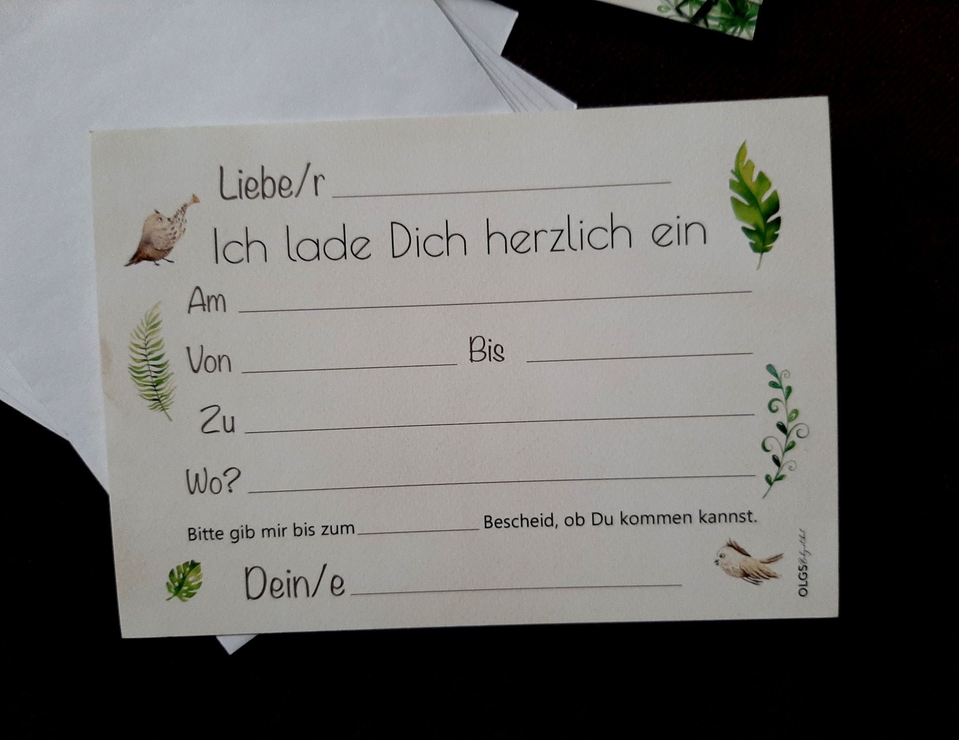 Zaproszenia Urodzinowe dla Dzieci Leśni Przyjaciele Geburstag Deutsch