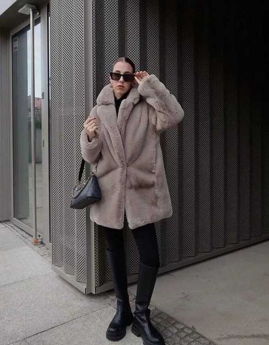 Шикарная шуба Zara эко мех мутон  премиум! оверсайз оригинал