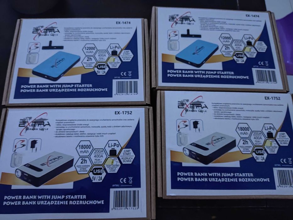 Urządzenie Rozruchowe 12000 mAh Powerbank 12V Starter Booster ZESTAW