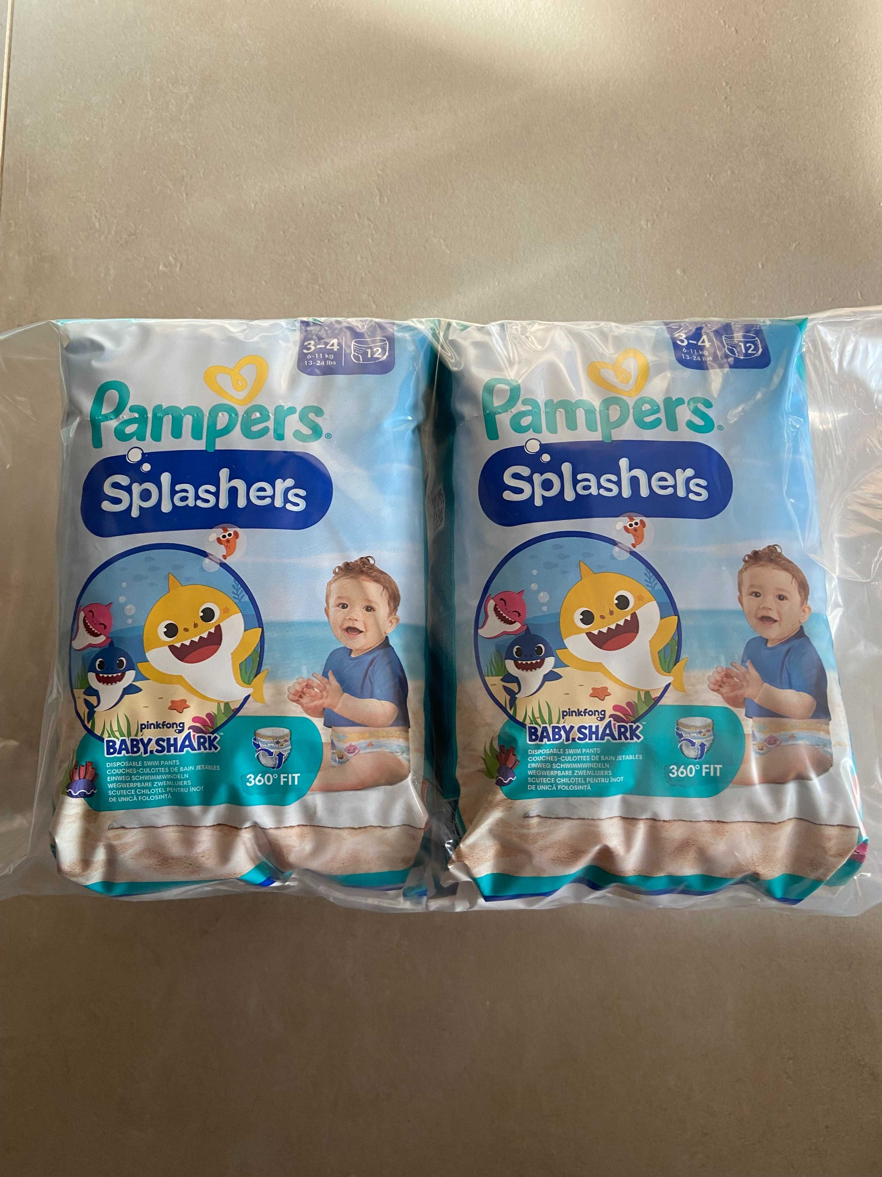 Pieluchy pampers splashers 3-4 do wody 6-11 kg baby shark 24sztuki