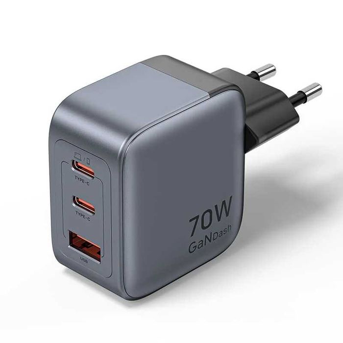 Быстрая зарядка PD Vention 70W Gray 3-Port USB (C+C+A)