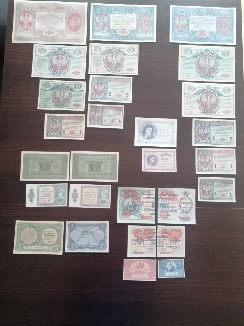 Banknoty II RP zestaw kopii.