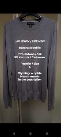 Banana Republic  Męski sweter z jedwabiu, 75% Jedwab 5% Kaszmir, Roz S