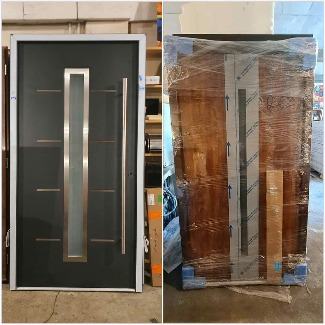 Drzwi zewnętrzne z antabą aluminiową ościeżnicą 68 mm