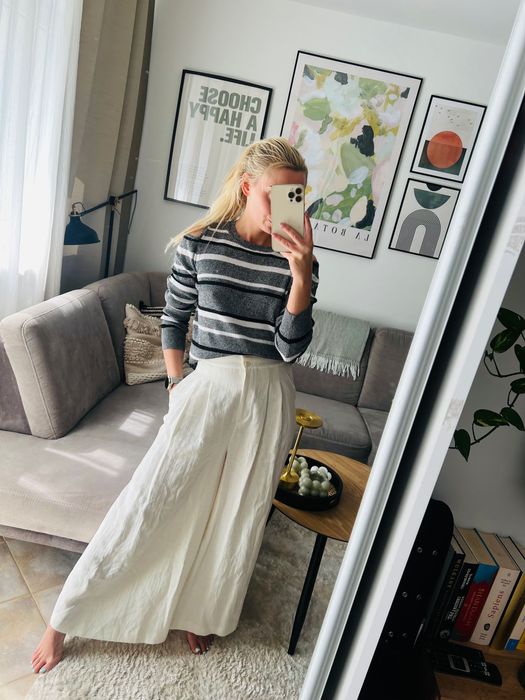 Sweter w paski odkryte ramiona rozmiar S/36 H&M