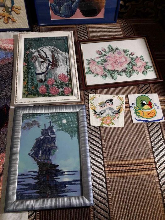 Вышивка крестиком, бисером, стразами, акрил. Обмен.