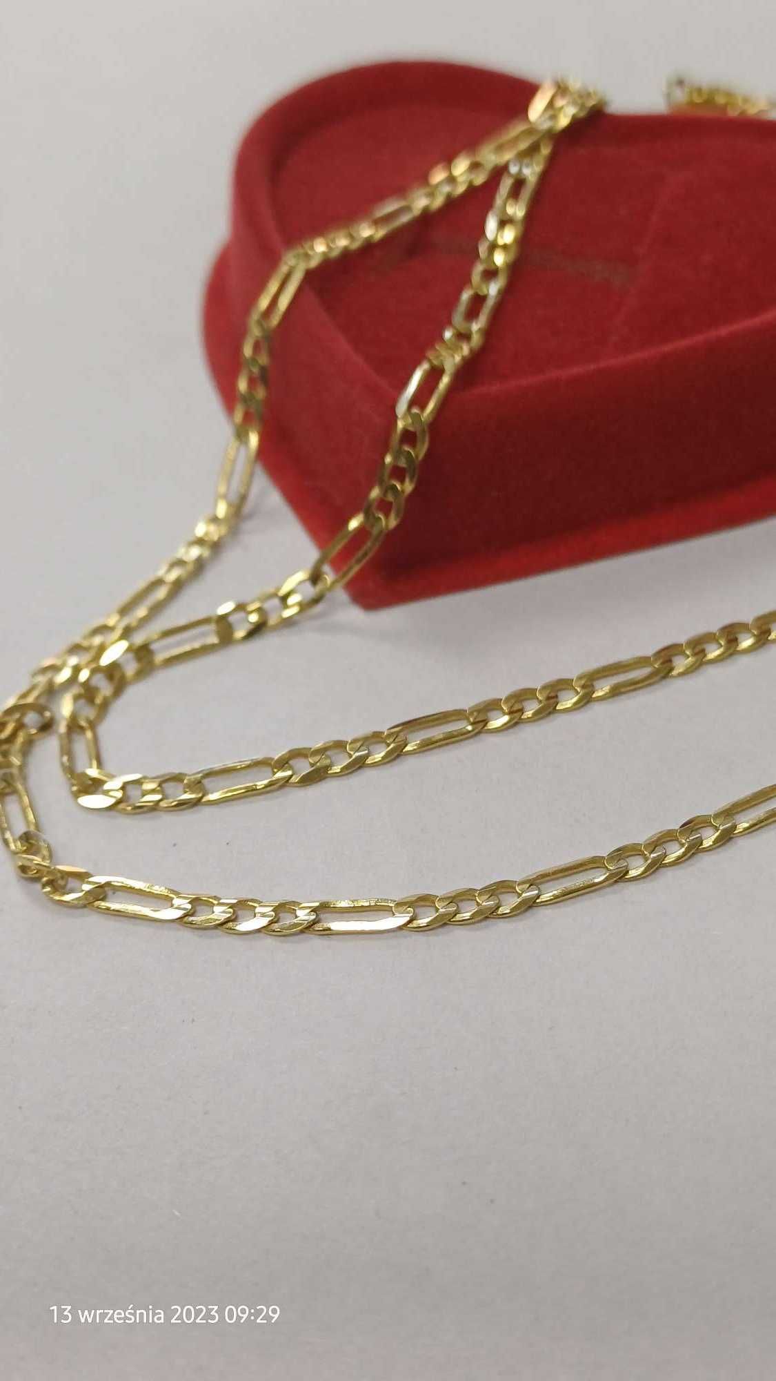 Złoty łańcuszek splot figaro złoto 585 długość 50cm