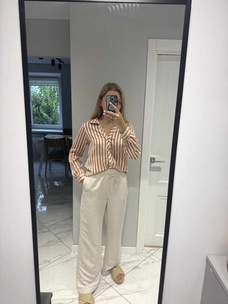 Лляні штани H&M, брюки з льоном