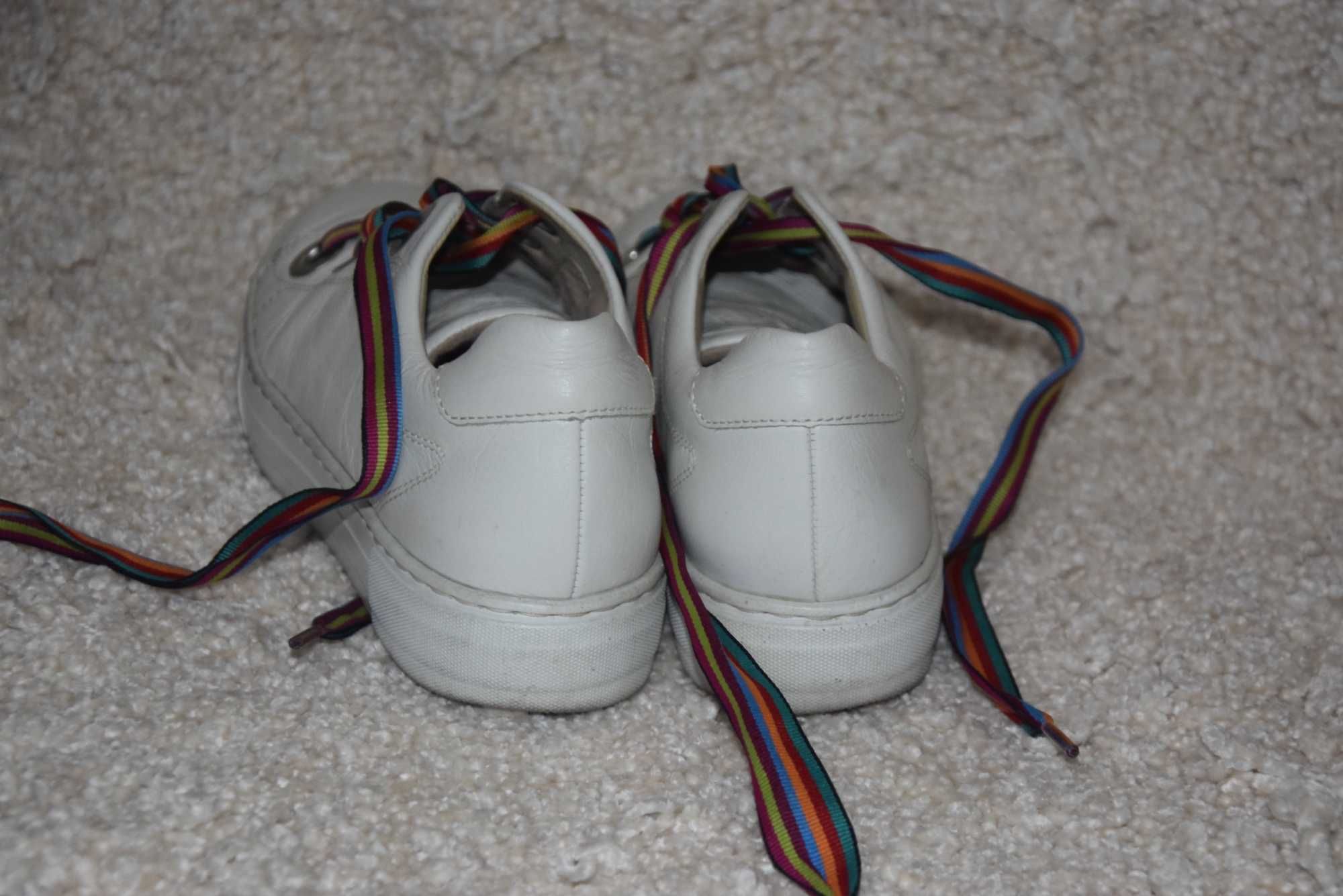 Skórzane sneakersy trampki Luftpolster 37,5 kolorowe sznurówki