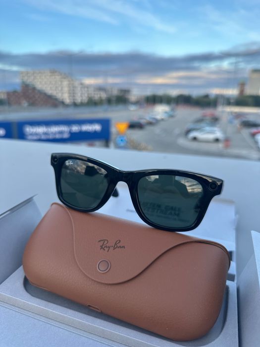 OKAZJA!! Ray Ban Meta Wayfarer Shiny Black G15 Green S50