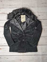 Czarna kurtka płaszcz sztruksowy sztruksowa Ralph Lauren