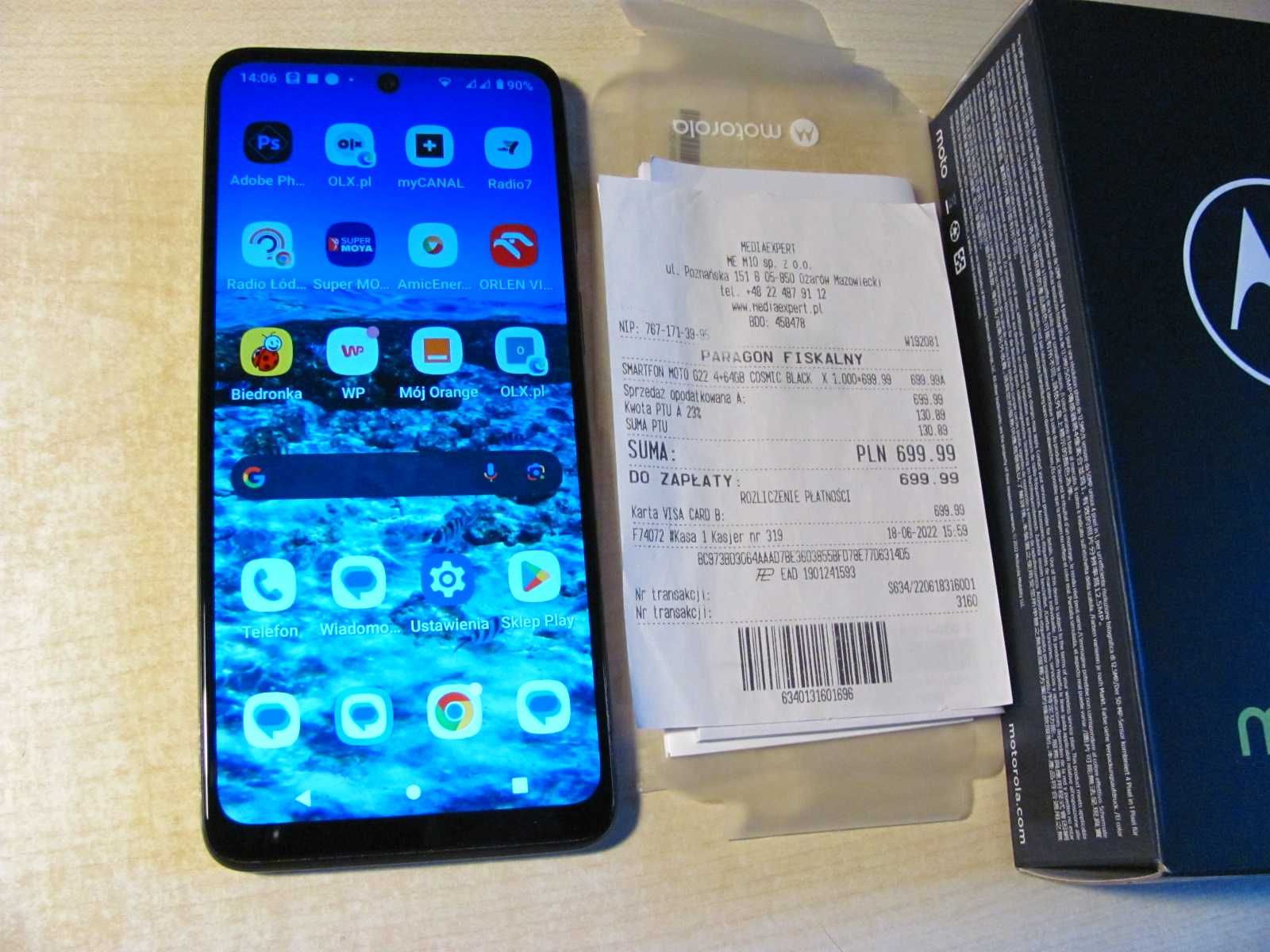Telefon komórkowy Motorola G22 - stan perfekcyjny cały komplet