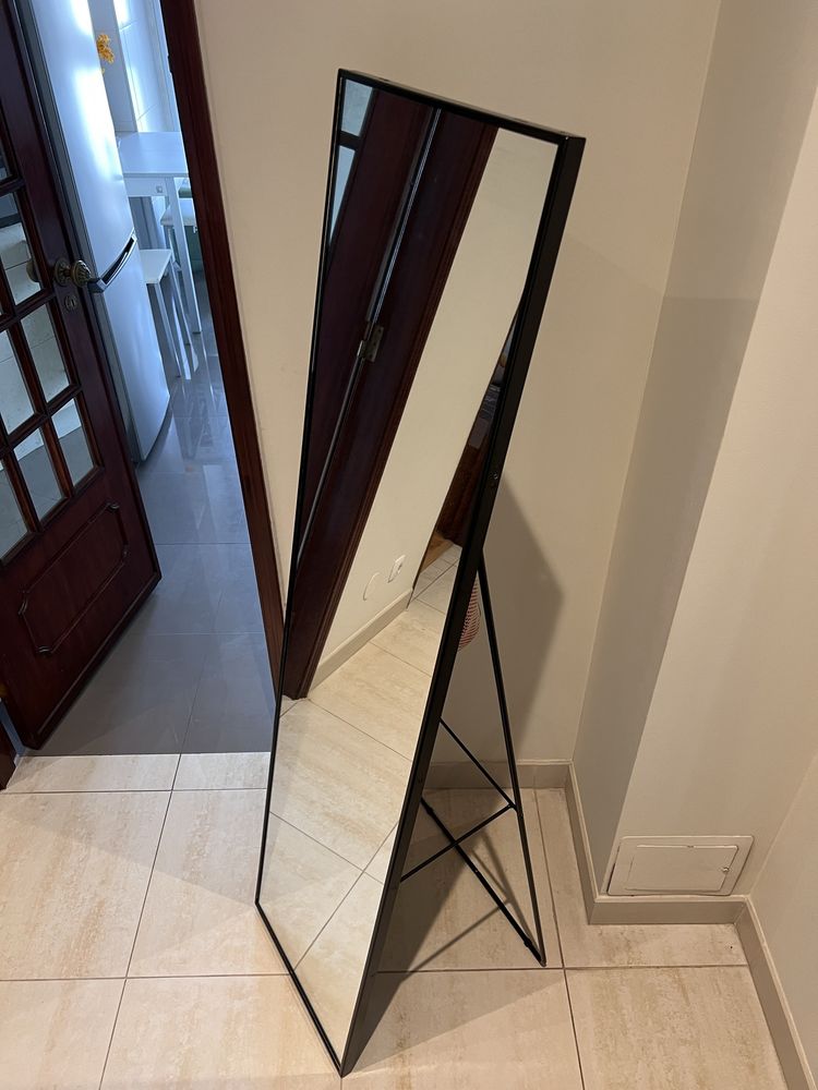 KARMSUND Espelho de pé, preto, 40x167 cm