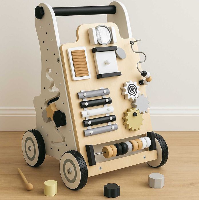 Mocny Chodzik Dla Dziecka Drewniany Pchacz Jeździk Edukacyjny +Gratisy