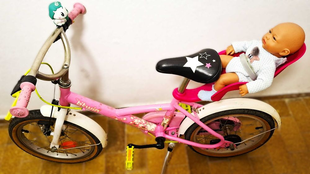 Bicicleta rosa Princess 16" com cadeirinha de boneca