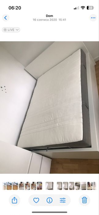 Łóżko Malm 140x200 z materacem Hovag Ikea