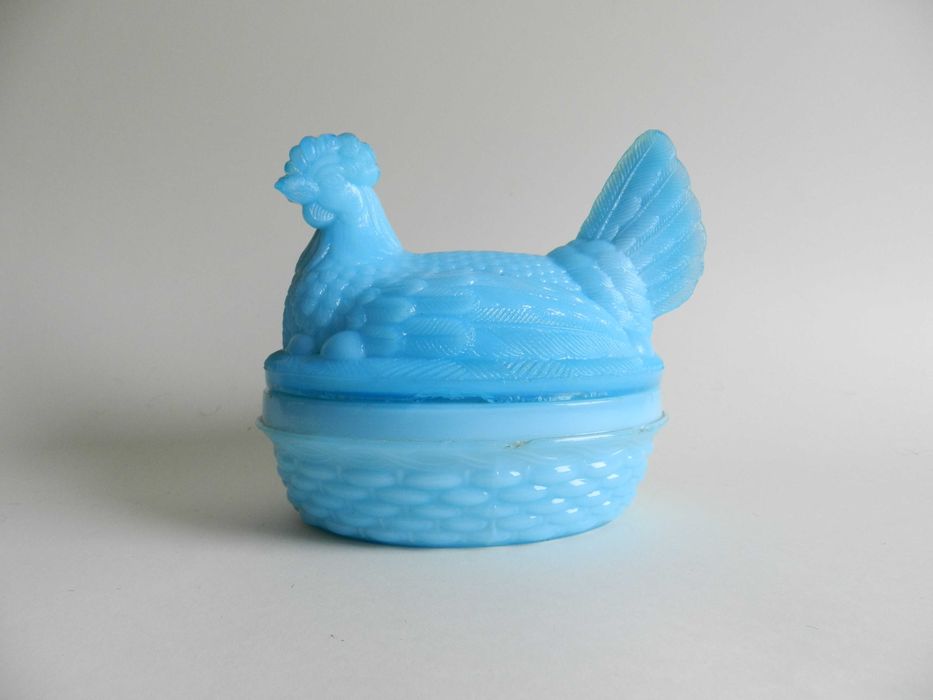 niebieska szklana kura PRL
