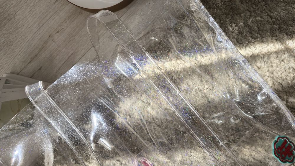 Przezroczysta brokatowa torba shopper bag plażowa na zakupy chupa chup