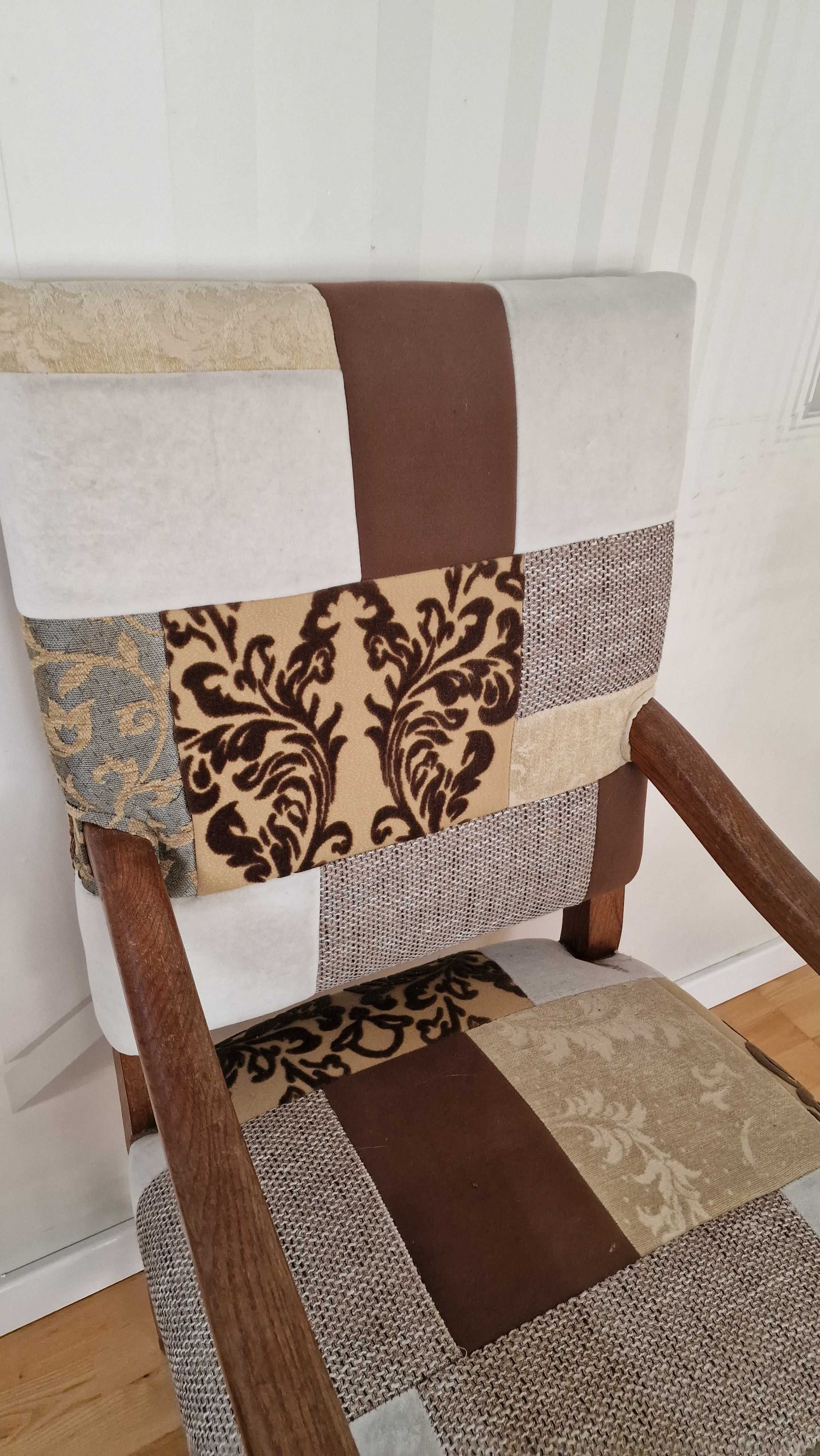 Fotel krzesło tron antyk patchwork