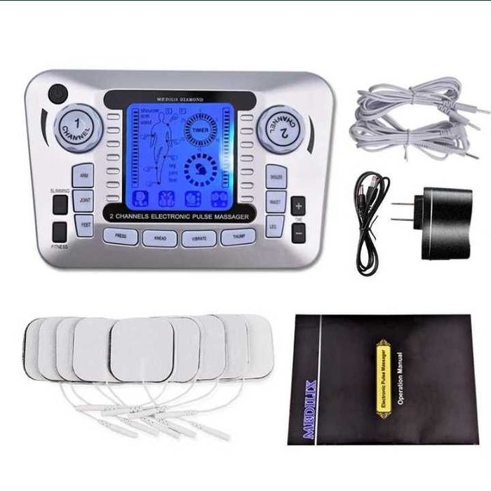 Двухканальный миостимулятор всего тела, цифровой импульсный массажер