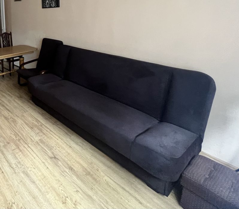 Sofa rozkładana ciemnobrązowa