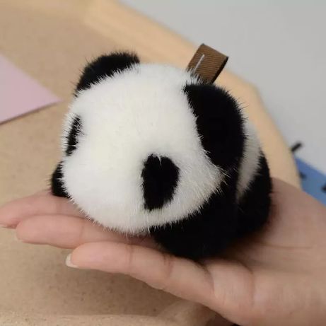 Брелок панда из меха норки