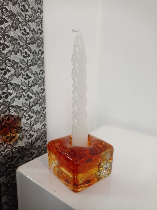 Świecznik / grube szkło.