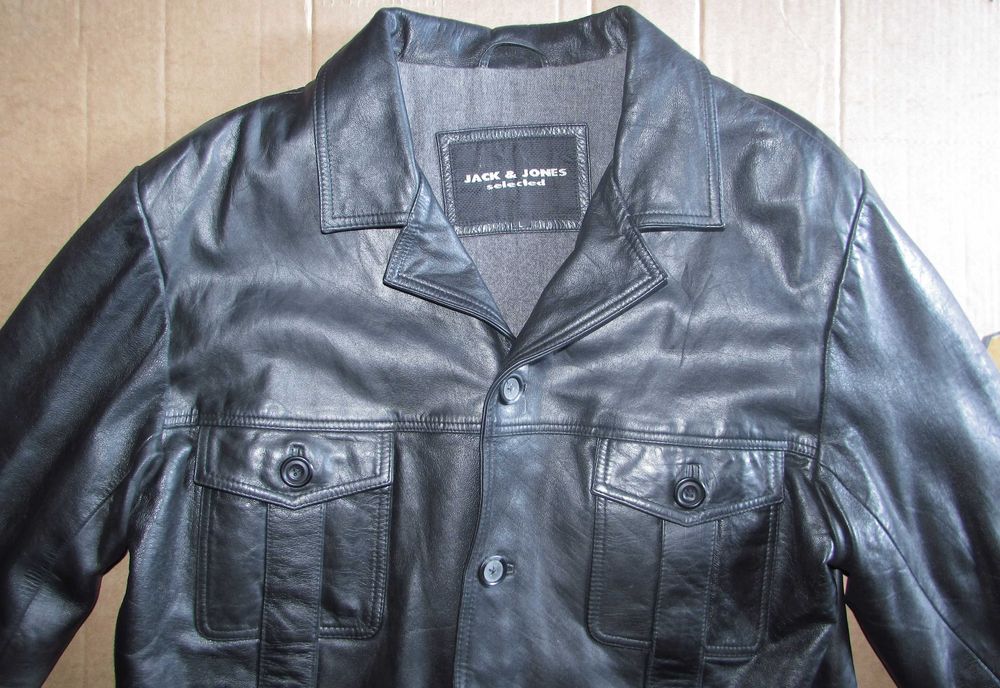 Чоловіча шкіряна куртка бренд : JACK & JONES